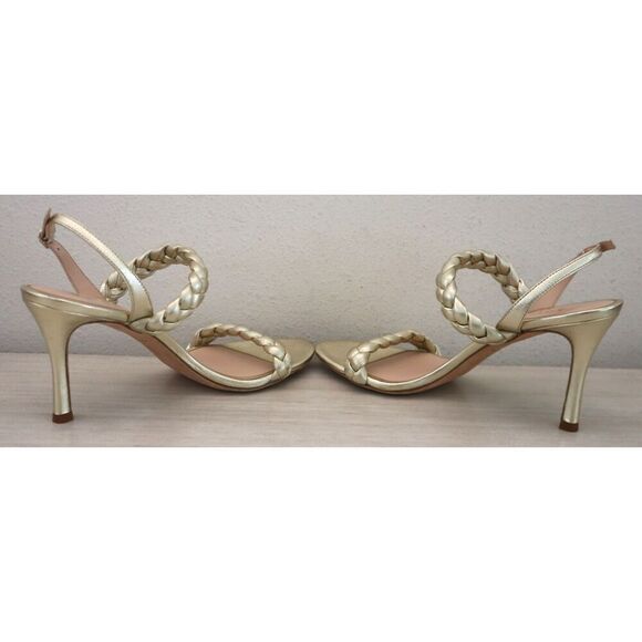 Kate Spade Womens 8.5B Pale Gold Saffron Metallic Leather Slingback Sandals - Picture 9 of 15